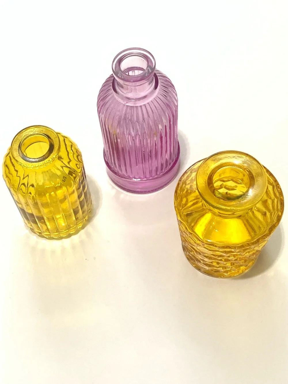 Glass Decorative Vases - Yellow & Pink Set